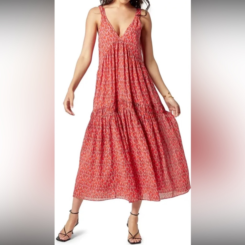 Joie Maxi Dress Tiered Flowing Summer Dress Tea Rose size small
